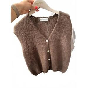 NEW COBBLESTONE LIVING women's alessia knit vest in choc brown